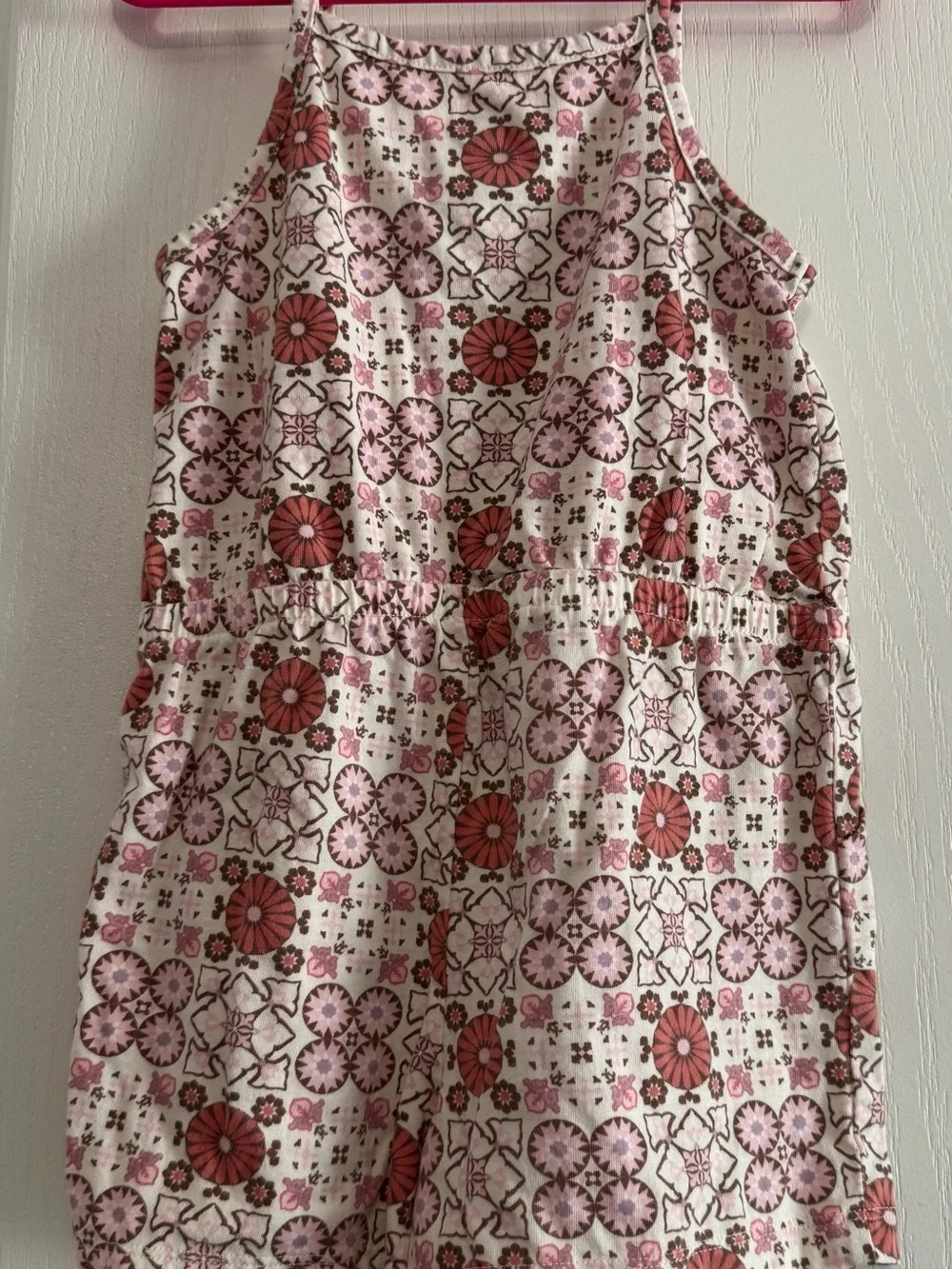 wonder nation Pink and Coral Floral Cotton Romper